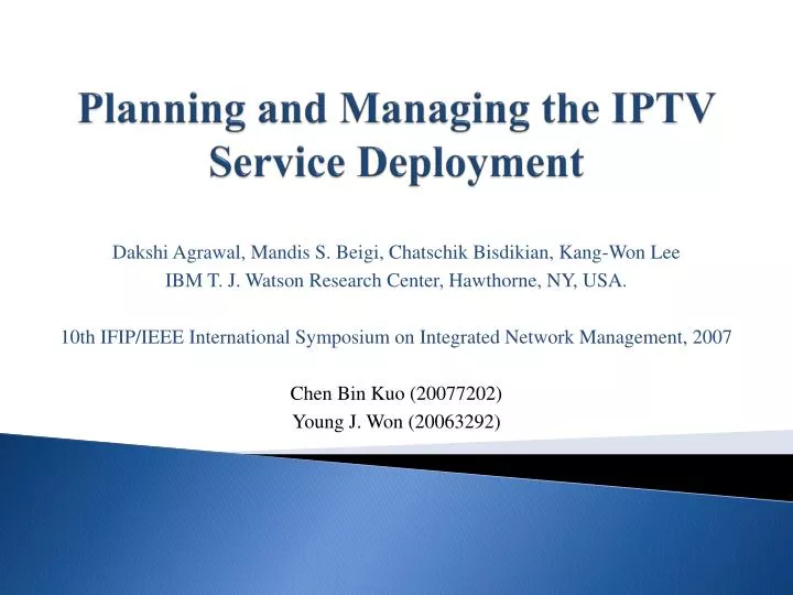 planning and managing the iptv service deployment