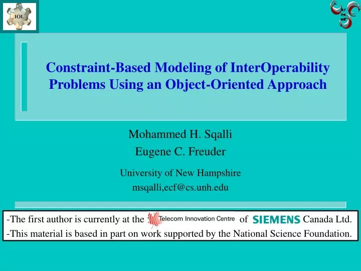 constraint based modeling of interoperability problems using an object oriented approach