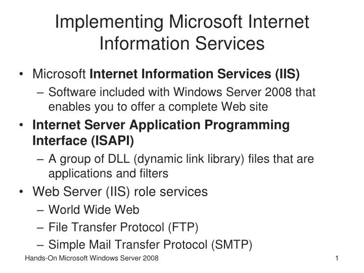 implementing microsoft internet information services
