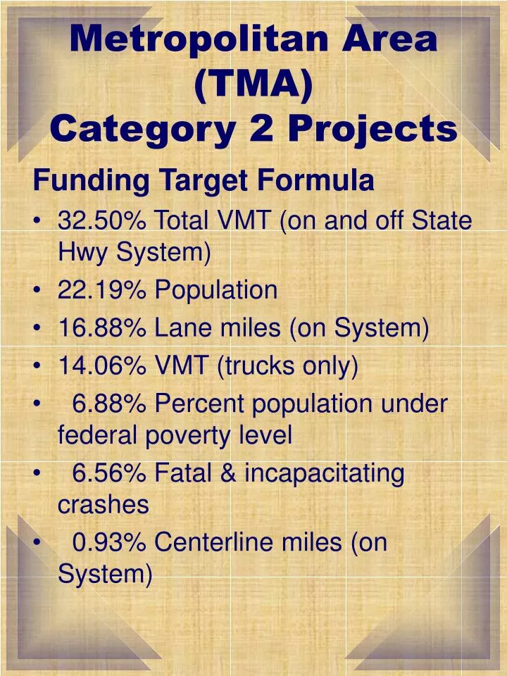 metropolitan area tma category 2 projects