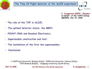 The Time Of Flight detector of the ALICE experiment