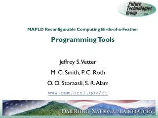 MAPLD Reconfigurable Computing Birds-of-a-Feather Programming Tools