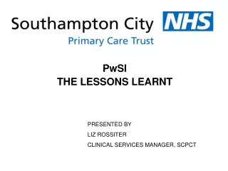 PwSI THE LESSONS LEARNT