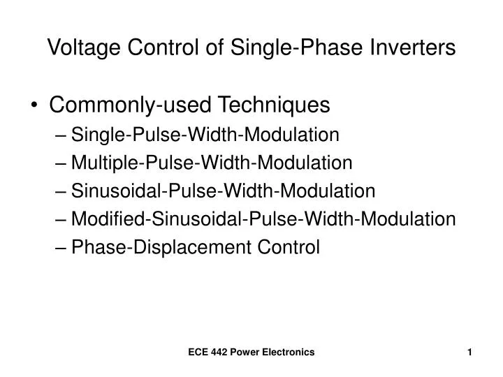 Ppt Voltage Control Of Single Phase Inverters Powerpoint Presentation Id4361442 6305