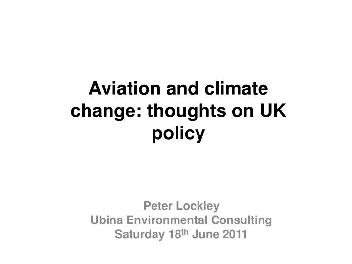 aviation and climate change thoughts on uk policy