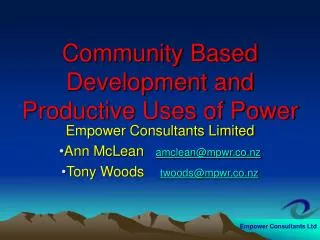 Community Based Development and Productive Uses of Power