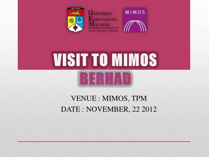 visit to mimos berhad