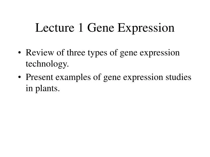 lecture 1 gene expression