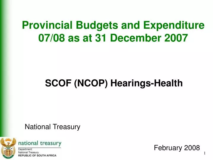 provincial budgets and expenditure 07 08 as at 31 december 2007