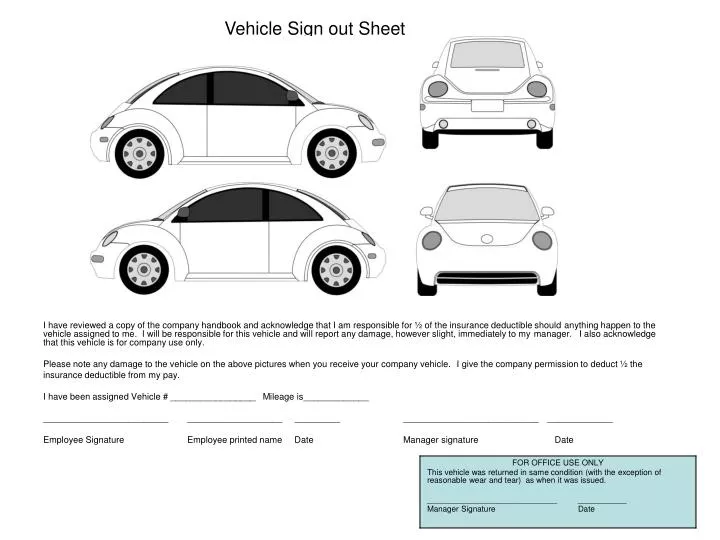 vehicle sign out sheet