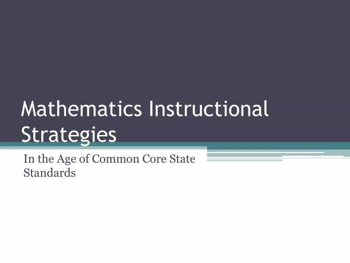 mathematics instructional strategies