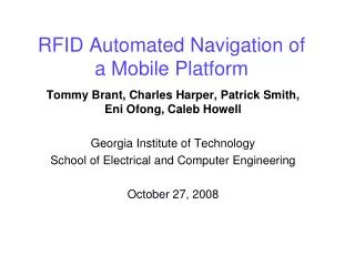 RFID Automated Navigation of a Mobile Platform