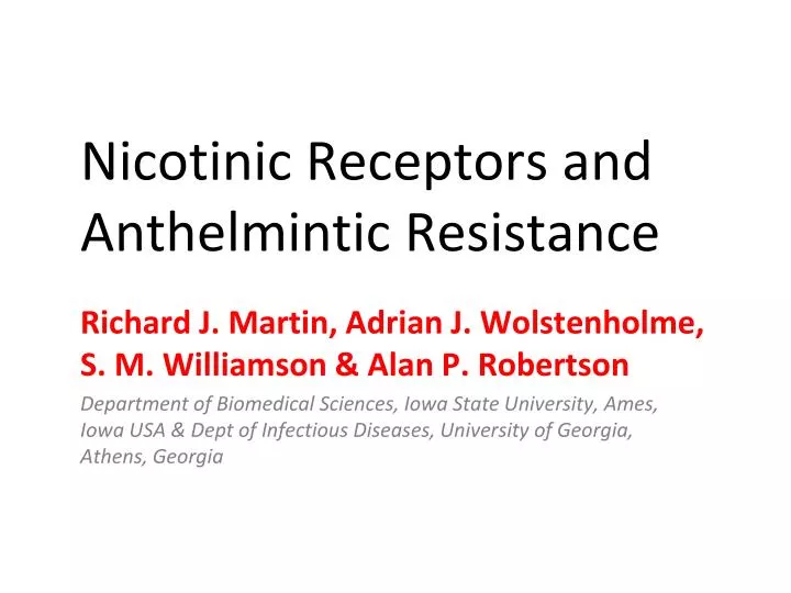 nicotinic receptors and anthelmintic resistance