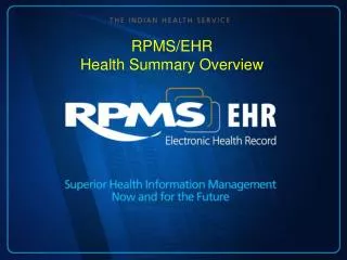RPMS/EHR Health Summary Overview