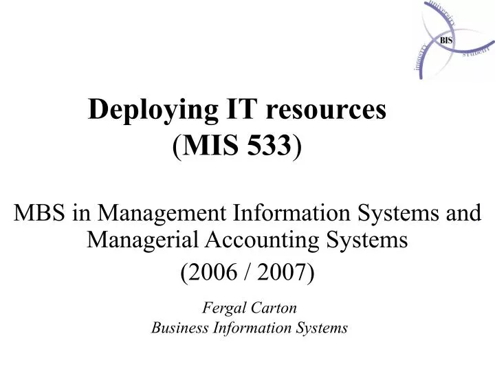deploying it resources mis 533