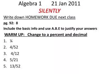 algebra 1 21 jan 2011 silently