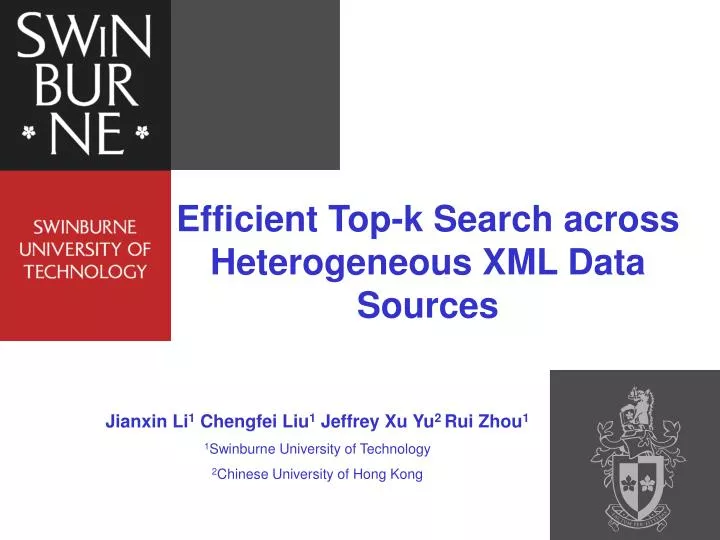 efficient top k search across heterogeneous xml data sources