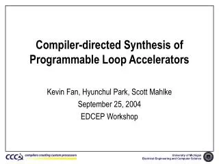 Compiler-directed Synthesis of Programmable Loop Accelerators