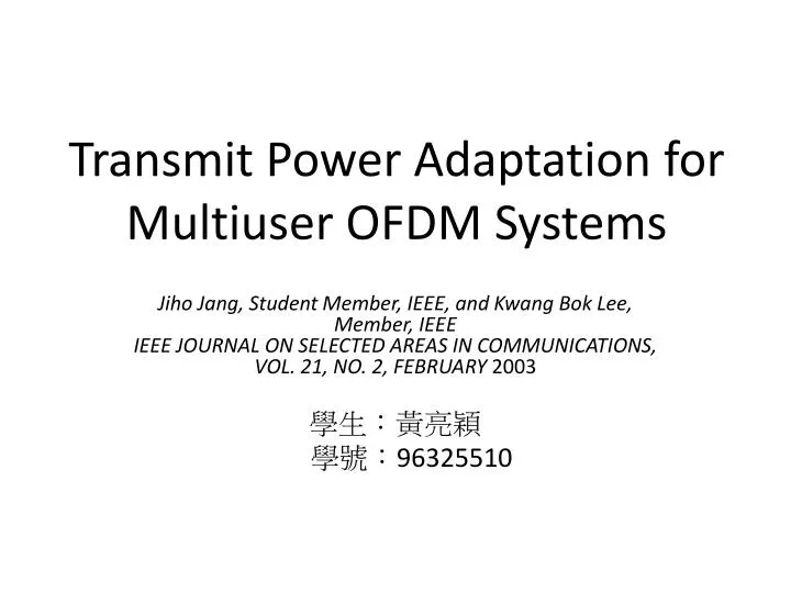 transmit power adaptation for multiuser ofdm systems