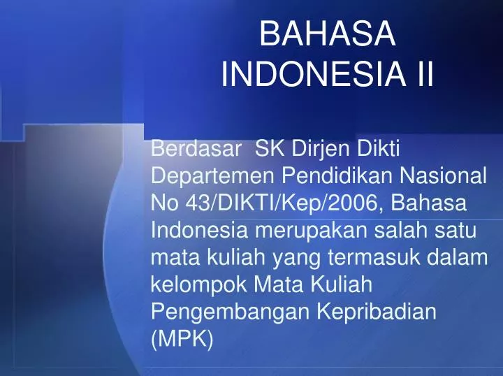 bahasa indonesia ii