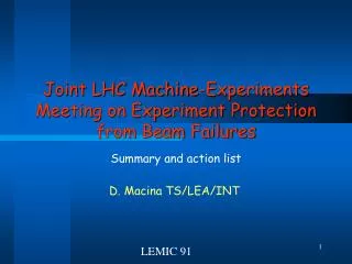 Joint LHC Machine-Experiments Meeting on Experiment Protection from Beam Failures