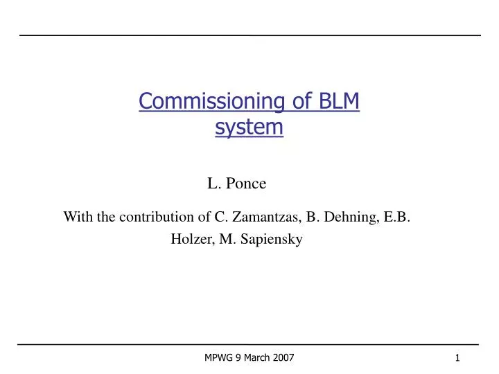 commissioning of blm system
