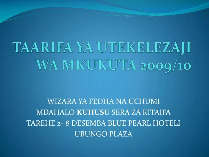taarifa ya utekelezaji wa mkukuta 2009 10