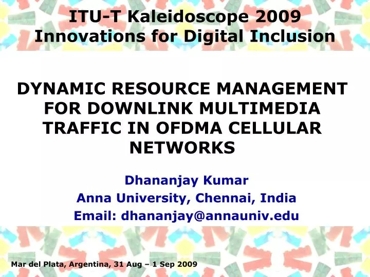 itu t kaleidoscope 2009 innovations for digital inclusion