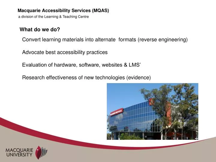 macquarie accessibility services mqas