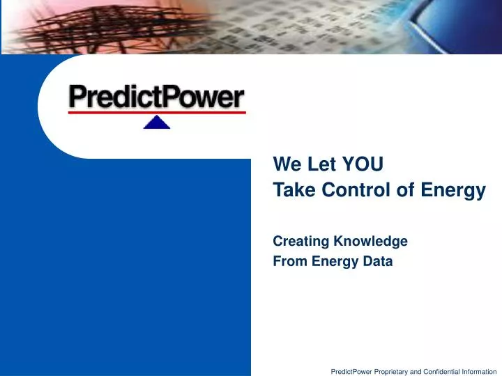 we let you take control of energy creating knowledge from energy data