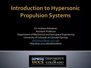 Introduction to Hypersonic Propulsion Systems