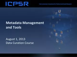 Metadata Management and Tools