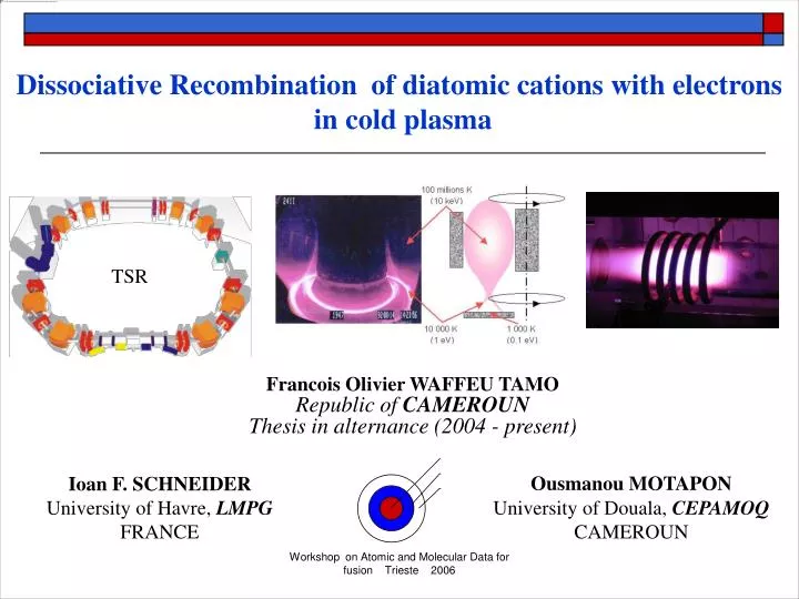 dissociative recombination of diatomic cations with electrons in cold plasma