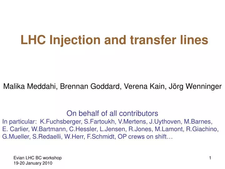 lhc injection and transfer lines