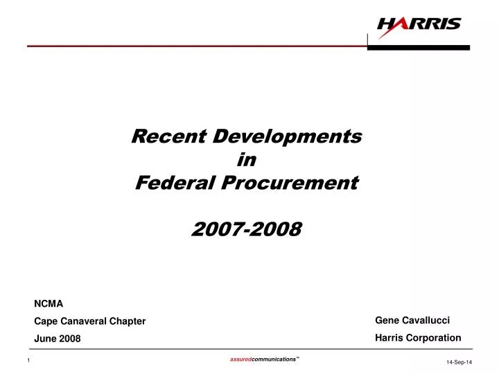 recent developments in federal procurement 2007 2008