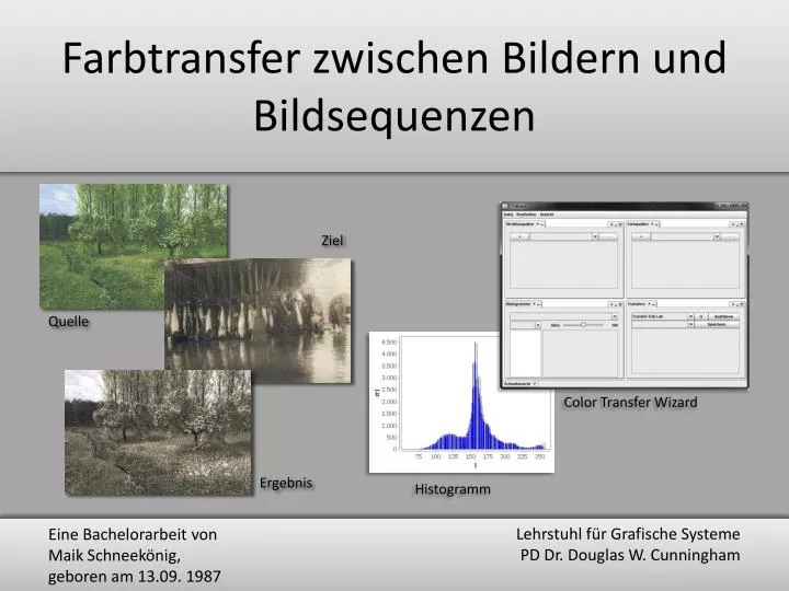 farbtransfer zwischen bildern und bildsequenzen