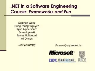 .NET in a Software Engineering Course: Frameworks and Fun