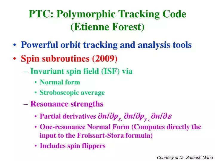 ptc polymorphic tracking code etienne forest