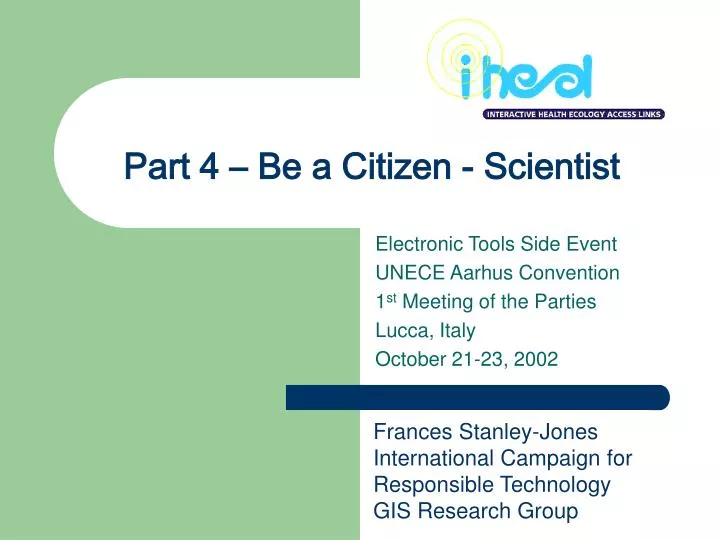 part 4 be a citizen scientist