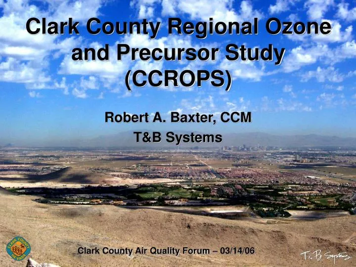 clark county regional ozone and precursor study ccrops