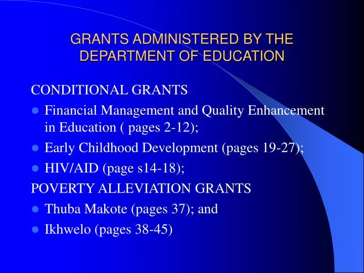 grants administered by the department of education
