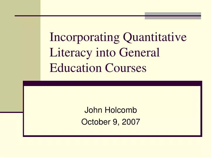 incorporating quantitative literacy into general education courses