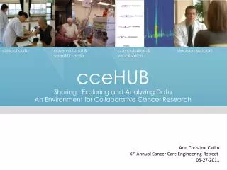 cceHUB Sharing , Exploring and Analyzing Data An Environment for Collaborative Cancer Research