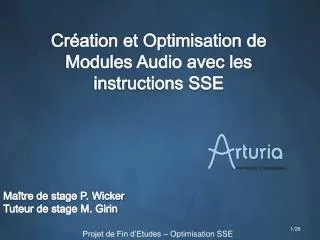 cr ation et optimisation de modules audio avec les instructions sse