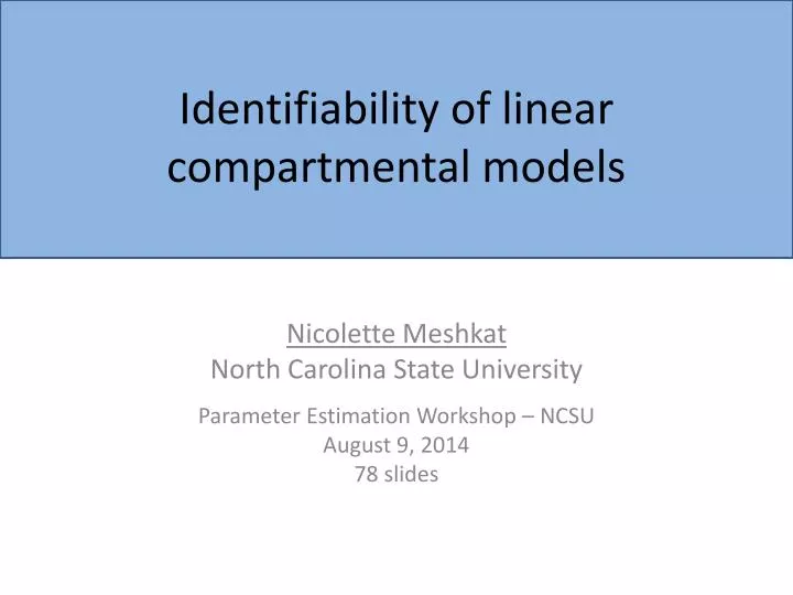 identifiability of linear compartmental models