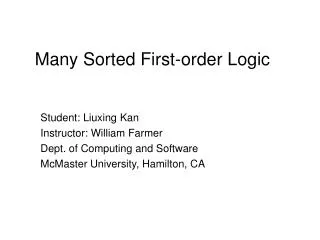 Many Sorted First-order Logic