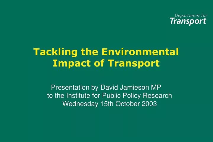 tackling the environmental impact of transport