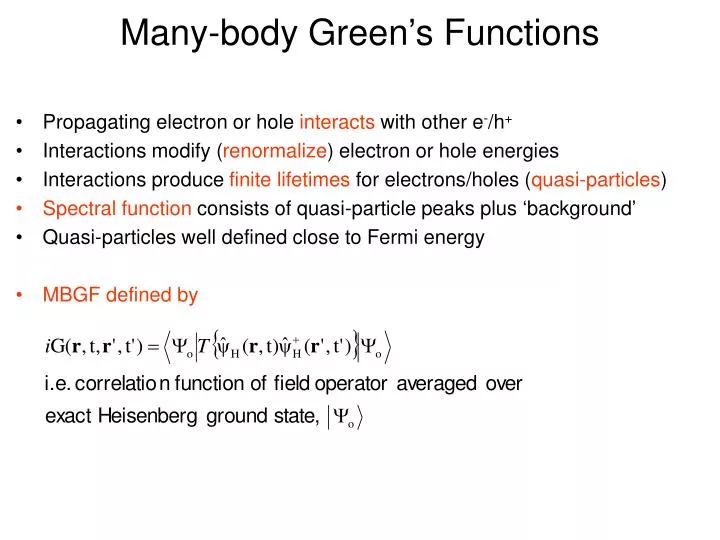 many body green s functions