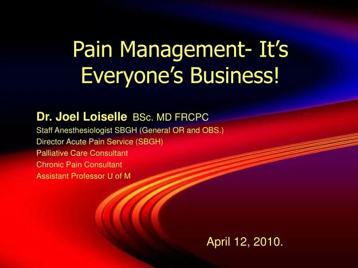 pain management it s everyone s business