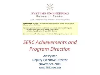 SERC Achievements and Program Direction